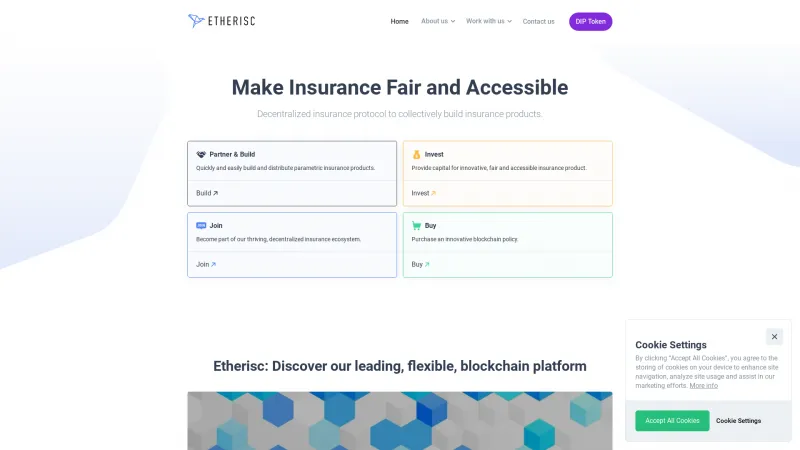 Homepage of Etherisc