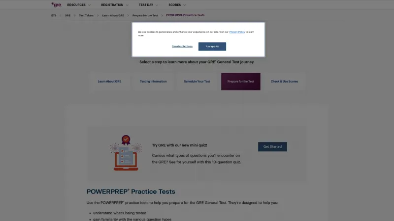 Homepage of POWERPREP