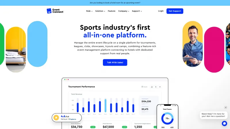 Homepage of EventConnect