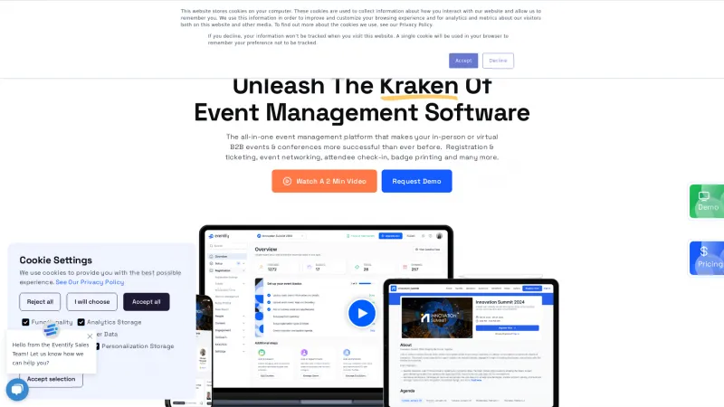 Homepage of Eventify