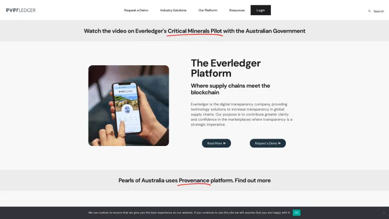 Homepage of Everledger