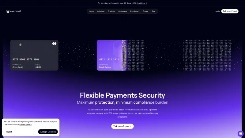 Homepage of Evervault