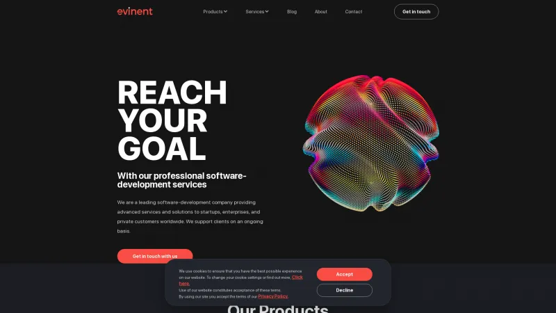 Homepage of Evinent Analytics