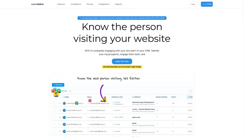 Homepage of ExactVisitor