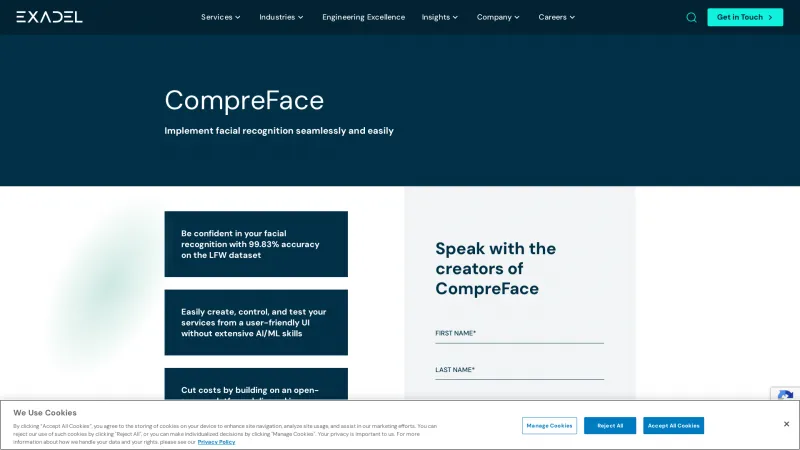 Homepage of CompreFace