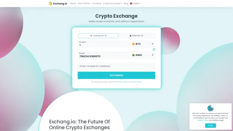 Homepage of Exchang.io