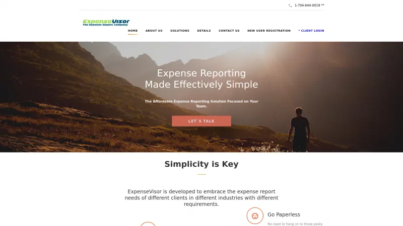 Homepage of ExpenseVisor