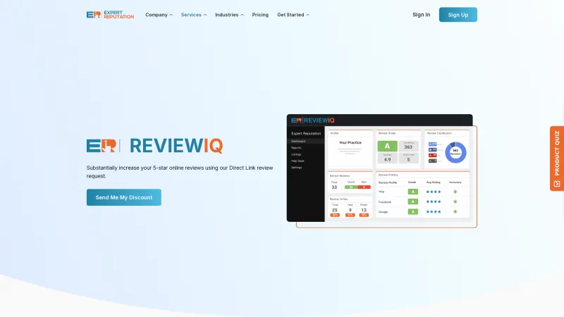 Homepage of ReviewIQ