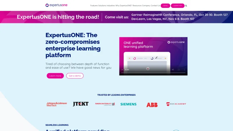 Homepage of ExpertusONE LMS