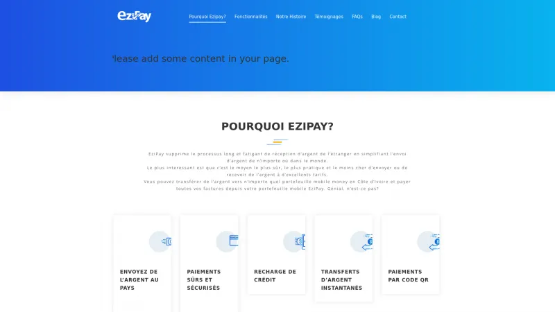 Homepage of EziPay