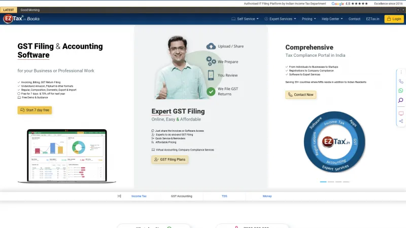 Homepage of EZtax GST