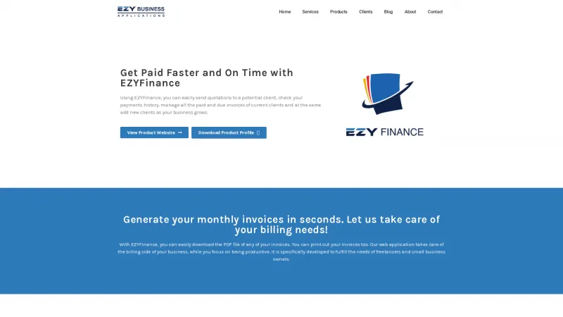 Homepage of EZY Finance