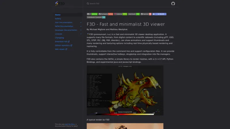 Homepage of F3D