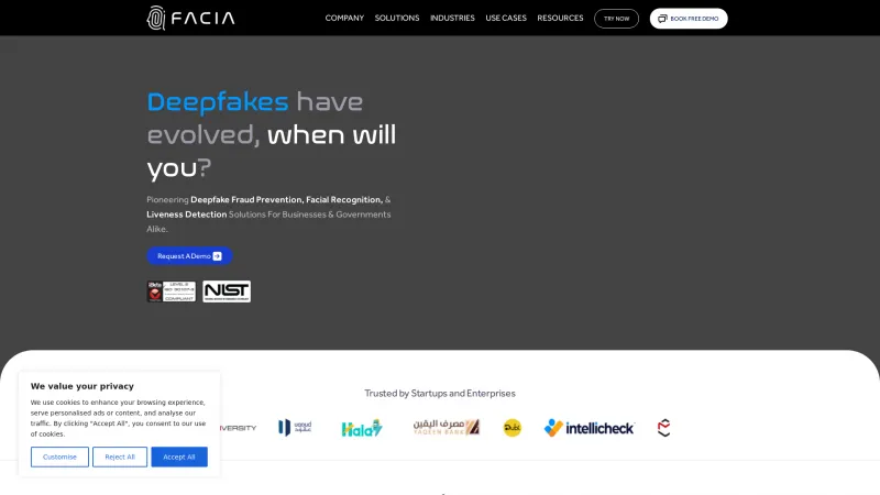 Homepage of Facia