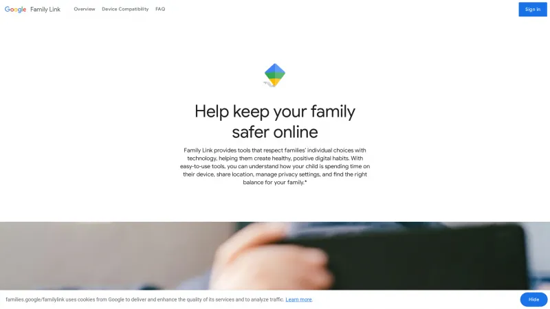 Homepage of Google Family Link