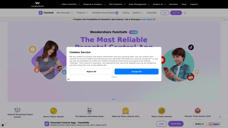 Homepage of FamiSafe