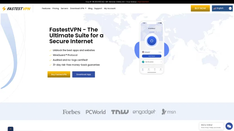 Homepage of FastestVPN