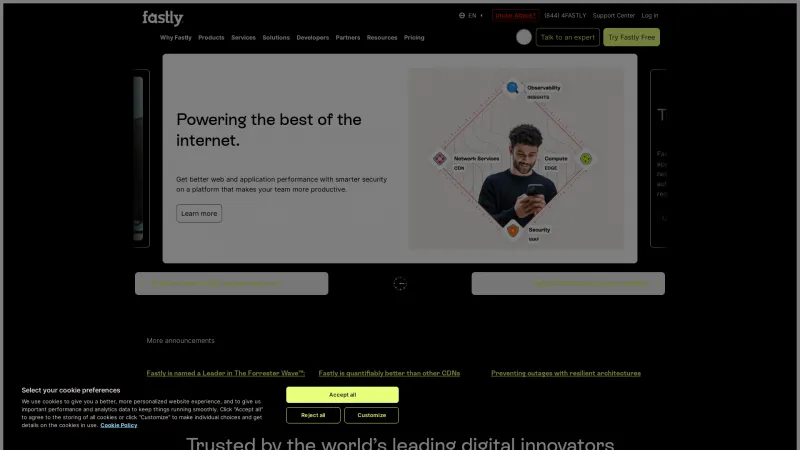 Homepage of Fastly