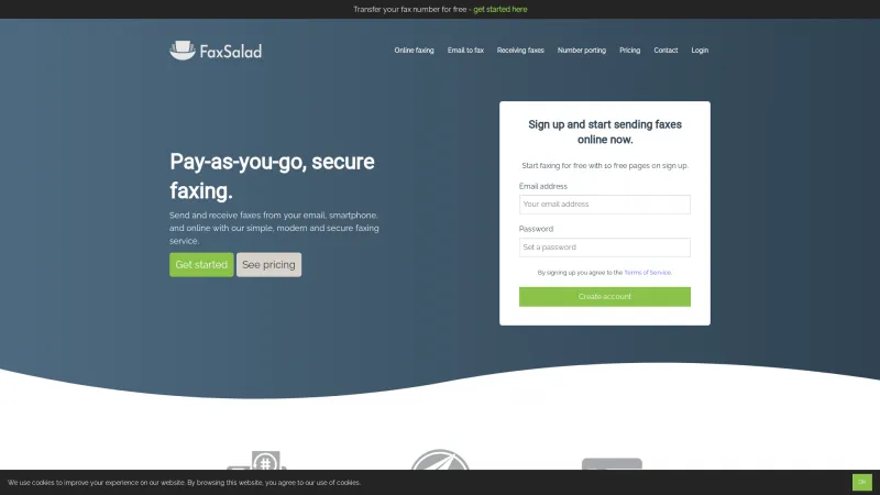 Homepage of FaxSalad