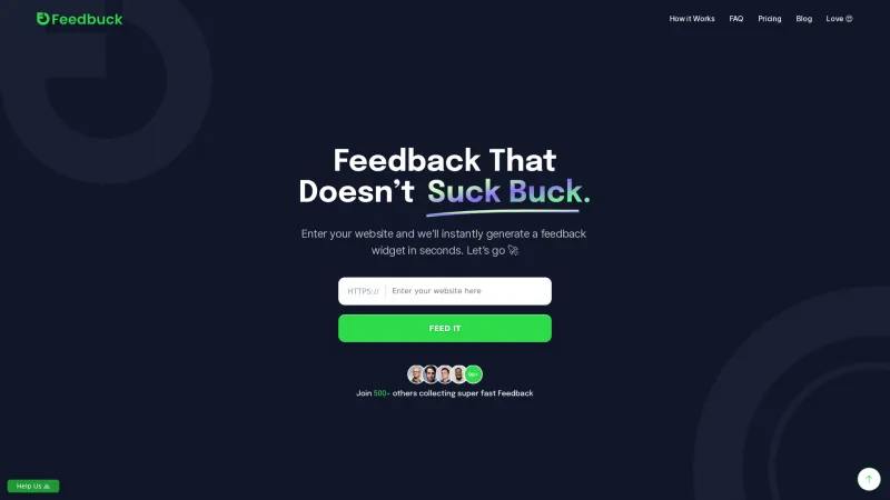 Homepage of Feedbuck