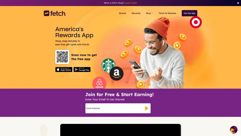 Homepage of Fetch Rewards