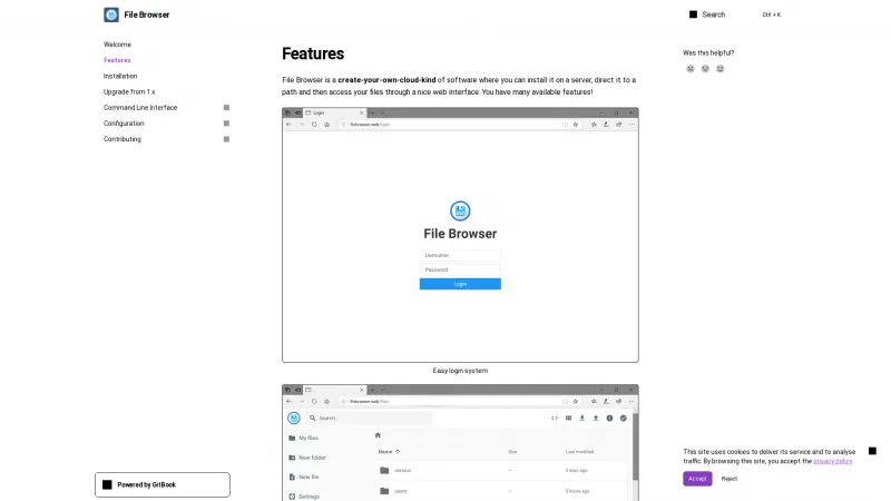 Homepage of File Browser