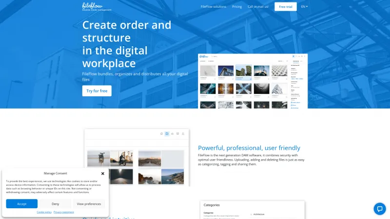 Homepage of Fileflow