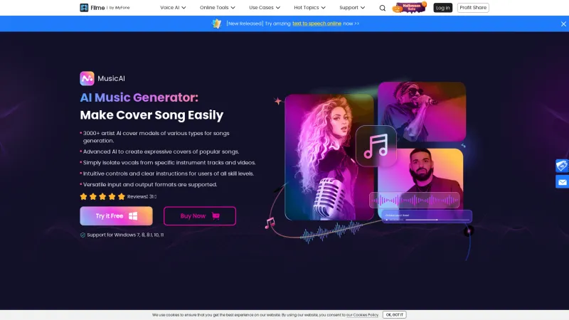 Homepage of MusicAI