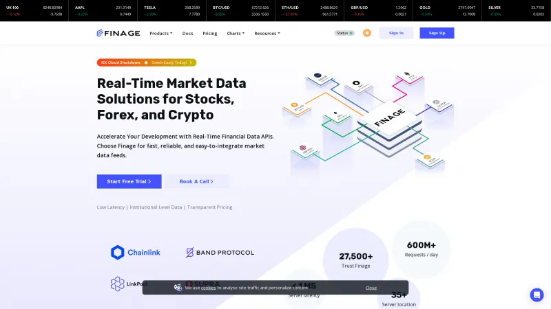 Homepage of Finage