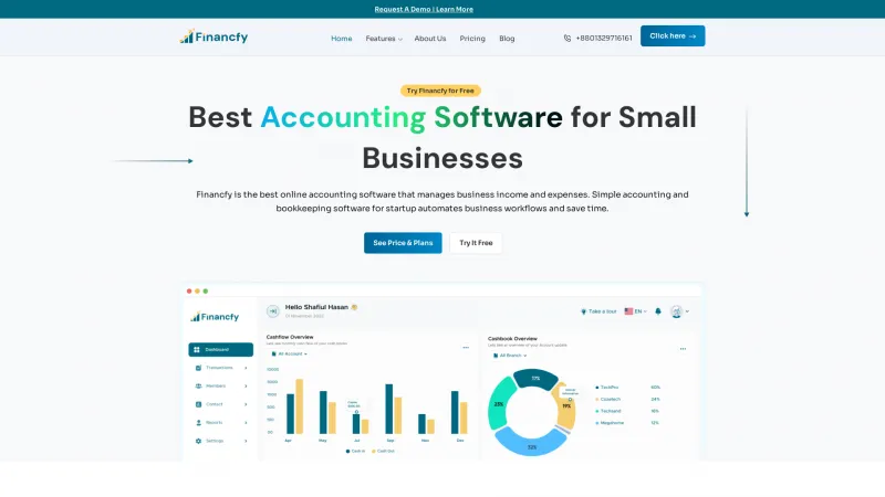 Homepage of Financfy