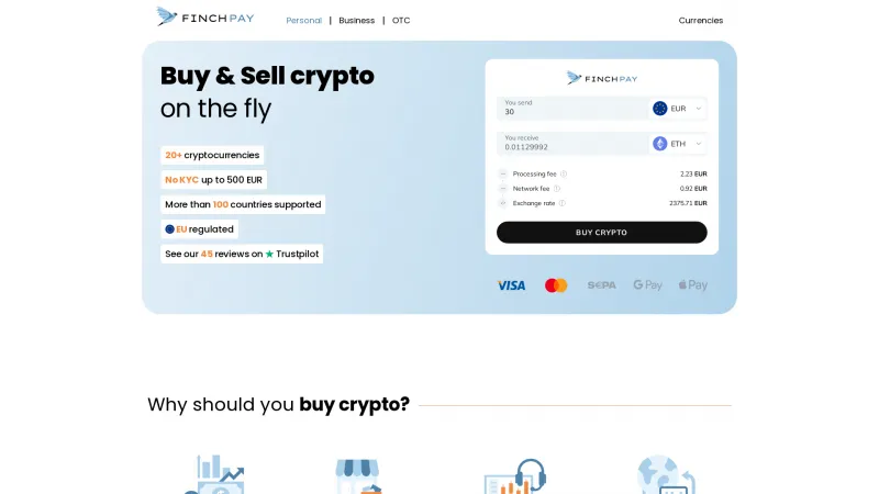 Homepage of FinchPay