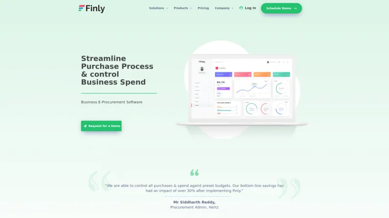 Homepage of Finly