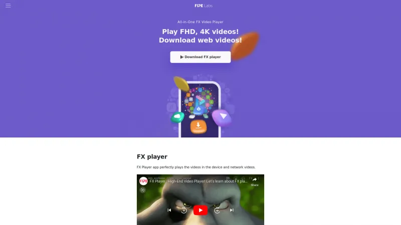 Homepage of FX Player