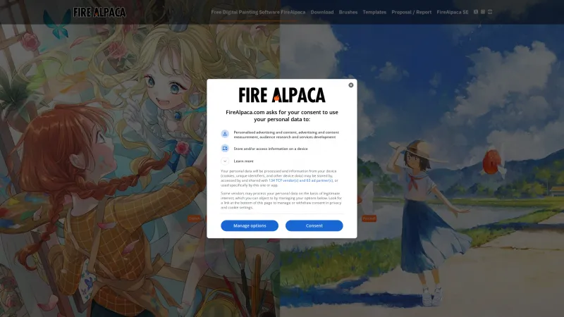 Homepage of FireAlpaca