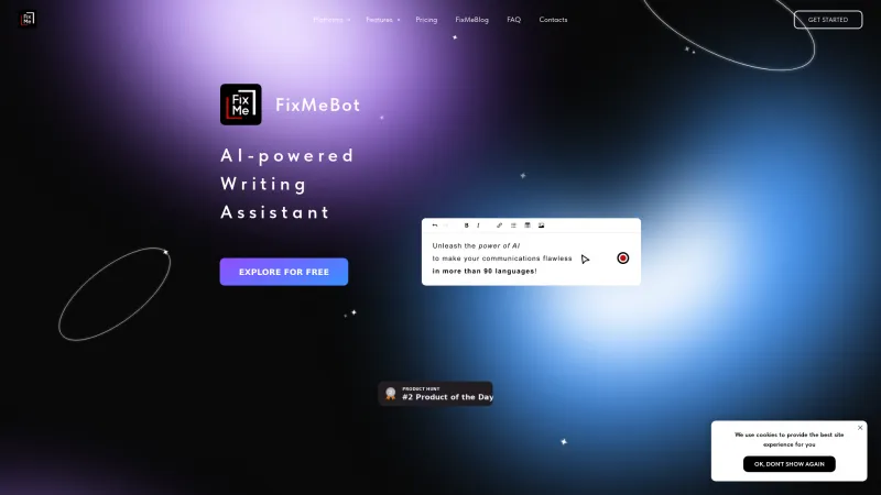 Homepage of FixMeBot