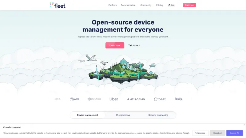 Homepage of Fleet