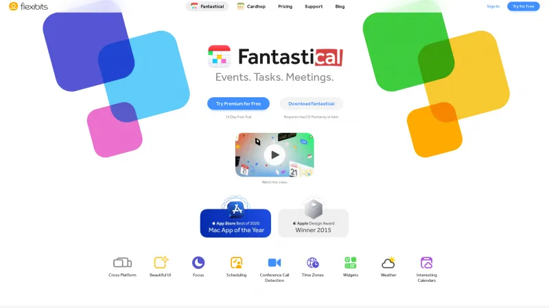 Homepage of Fantastical