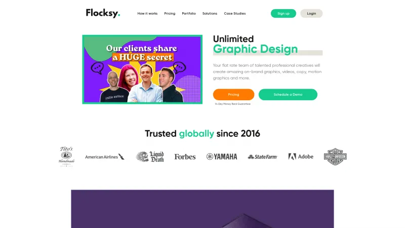 Homepage of Flocksy