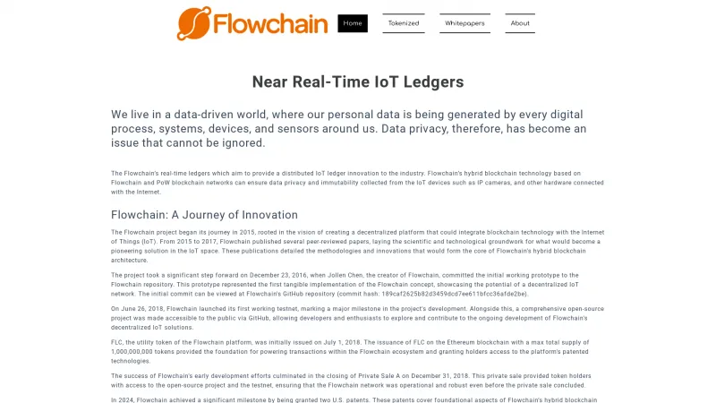 Homepage of Flowchain