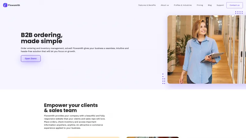 Homepage of Flowsmith