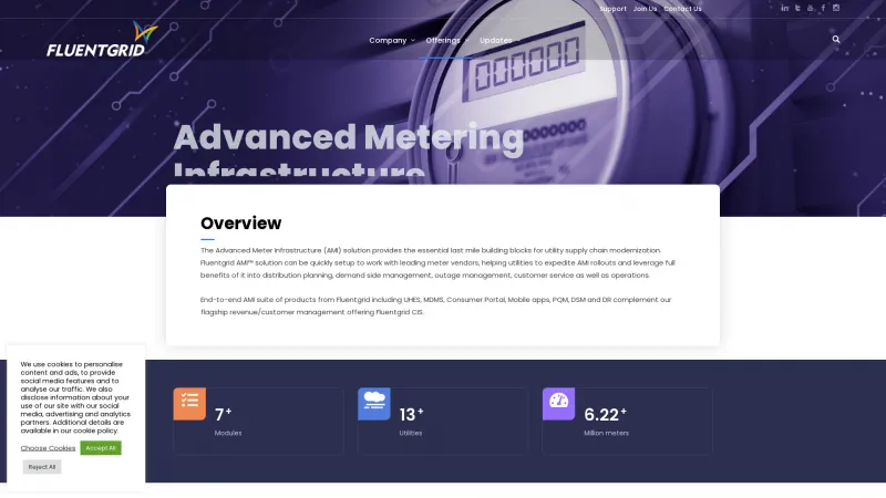 Homepage of Fluentgrid AMI