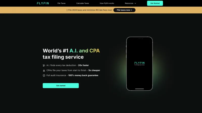 Homepage of FlyFin