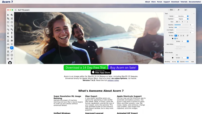 Homepage of Acorn