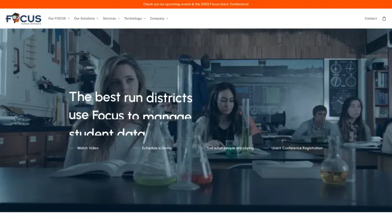 Homepage of Focus SIS