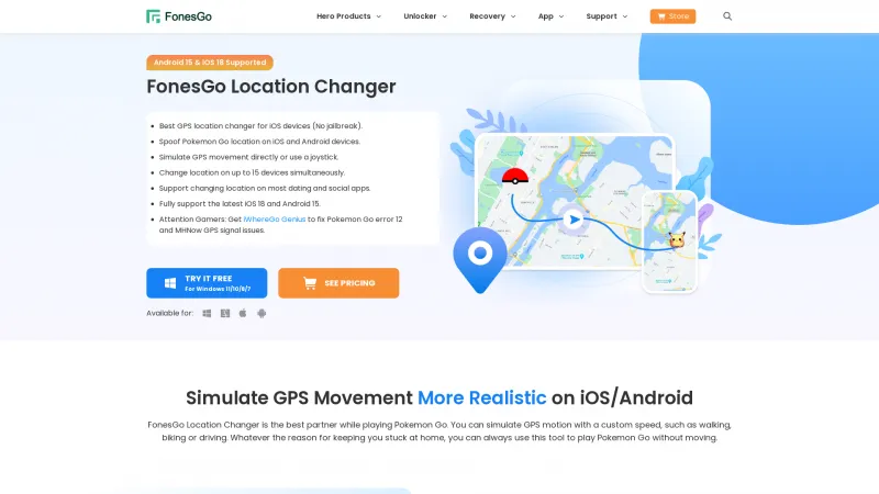 Homepage of FonesGo Location Changer