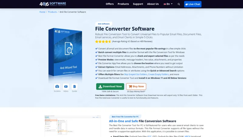 Homepage of 4n6 File Converter