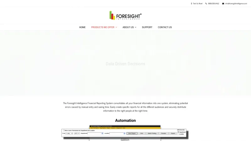 Homepage of Foresight Intelligence Financial Reporting System