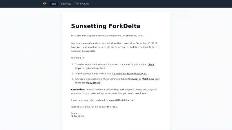 Homepage of ForkDelta