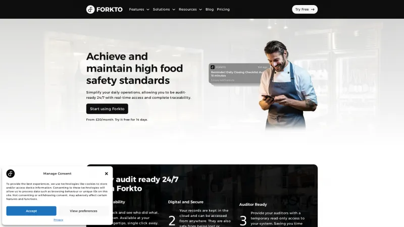 Homepage of Forkto