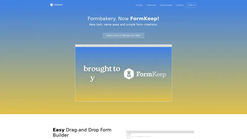 Homepage of Formbakery